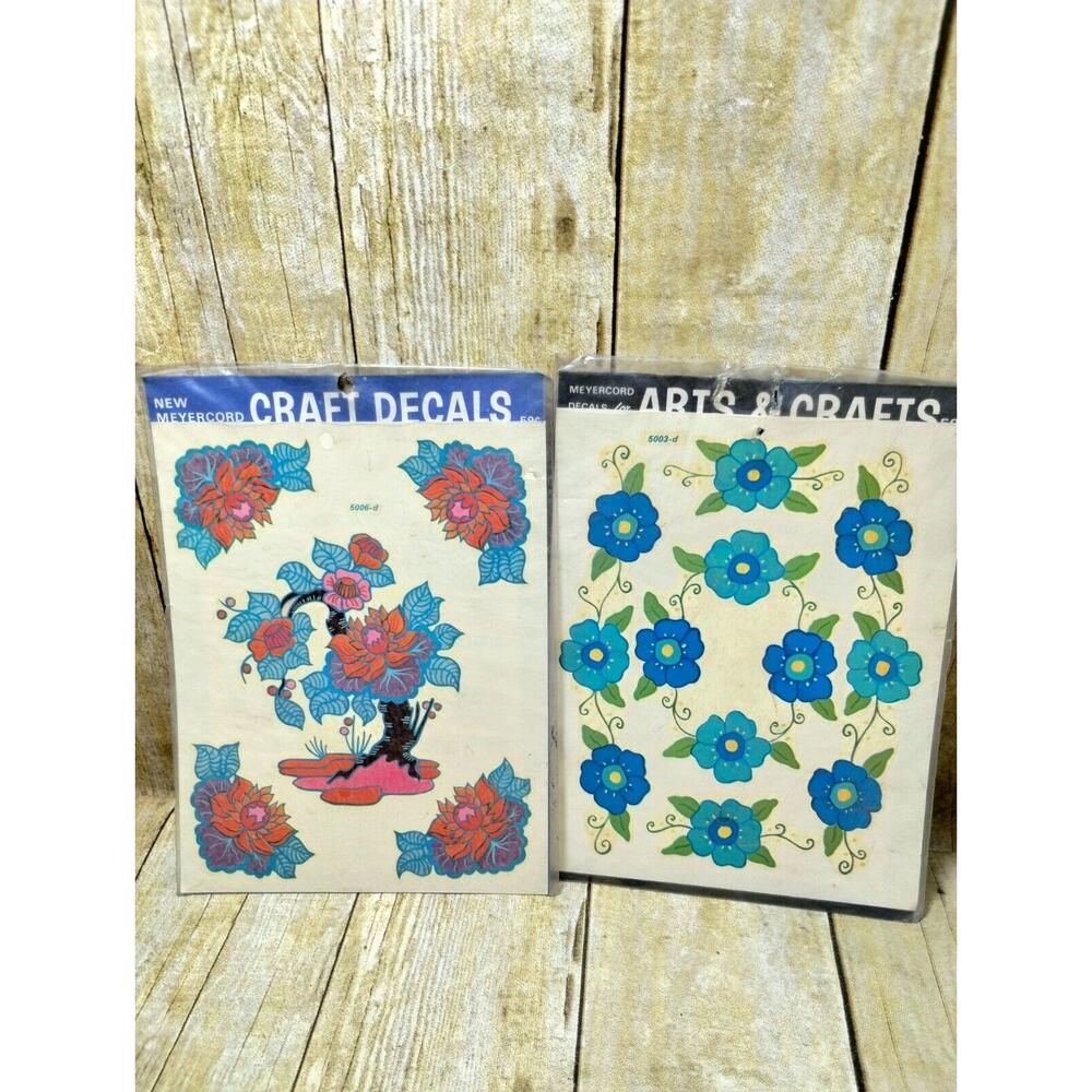 Psychedelic Flowers Meyercord Decal Sheets Vintage Set Of 2